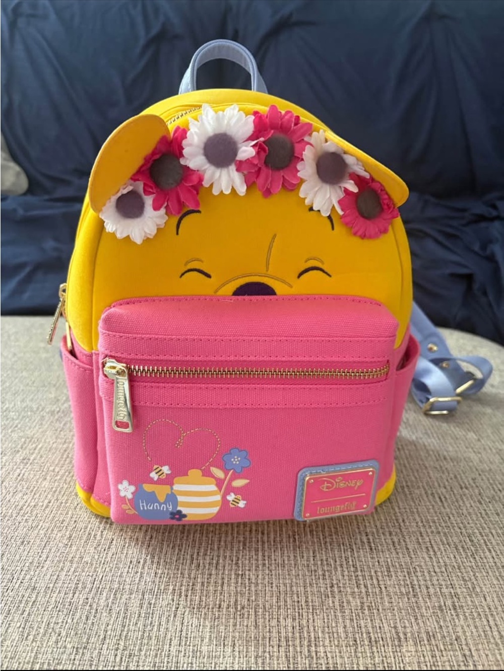 Loungefly Winnie the Pooh Yellow & Pink Mini Backpack with Floral Crown